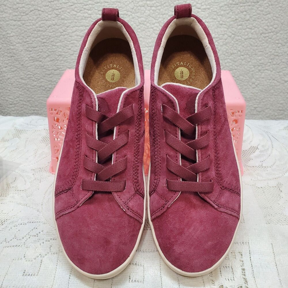 Revitalign Malibu Misty Suede Sneakers Women Size 10 B Cordovan Red Orthotic NEW
